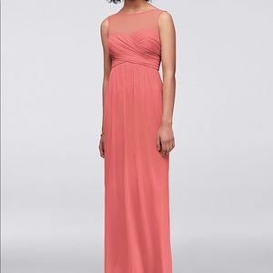 David’s Bridal coral bridesmaid dress